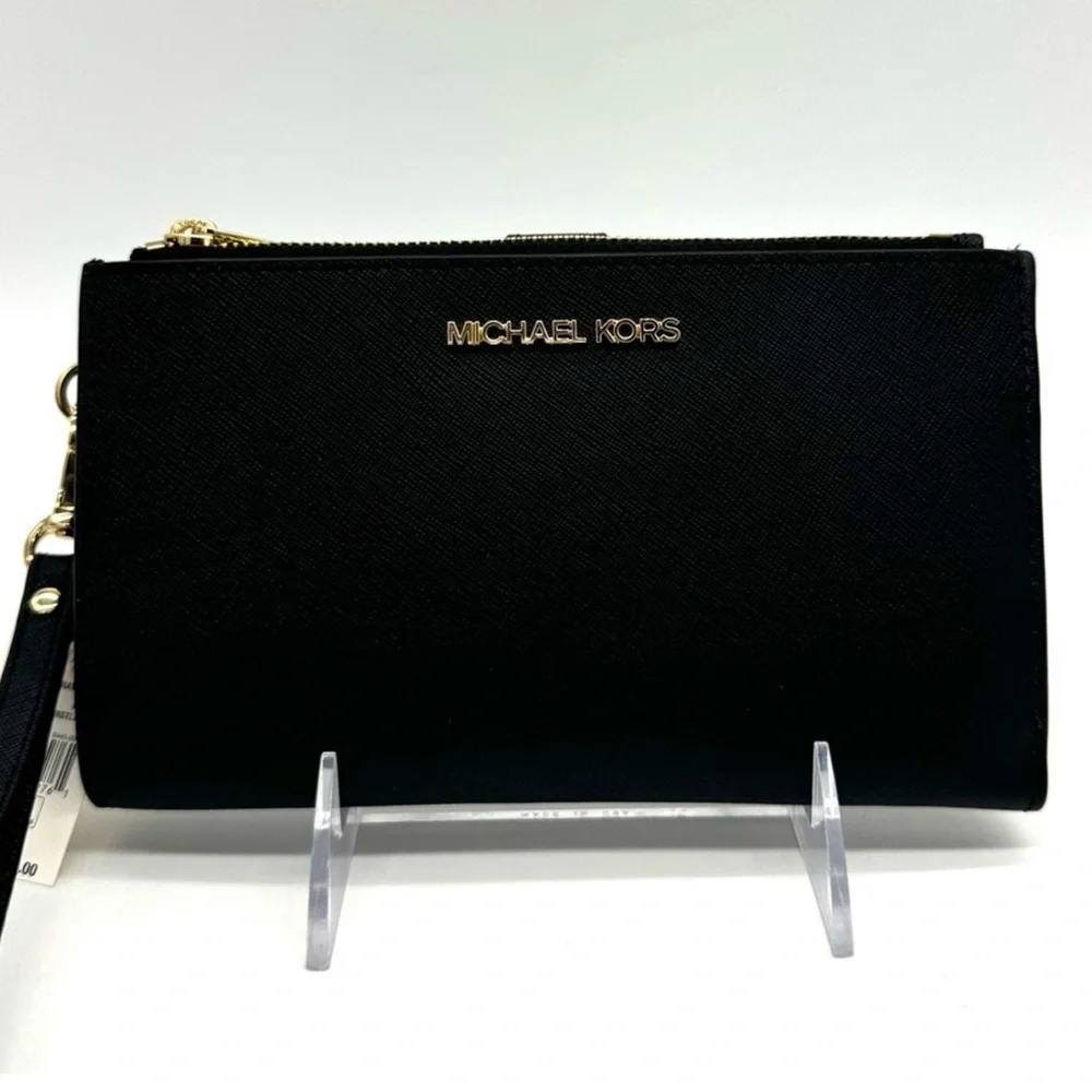 Michael Kors Large Double Zip Wallet Black/Gold